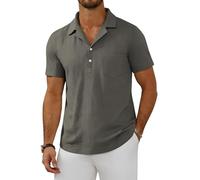 MLANM Men's 100% Viscose Short Sleeve Polo Shirt with Pocket | Solid Color, Lightweight, Breathable, Button Down, Solid Colour, Ideal for Beach, Holiday, Summer Daily Wear, Mens Gift