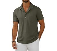 MLANM Men's 100% Viscose Short Sleeve Polo Shirt with Pocket | Solid Color, Lightweight, Breathable, Button Down, Solid Colour, Ideal for Beach, Holiday, Summer Daily Wear, Mens Gift