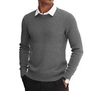 MLANM Men's Crew Neck Jumper Knitted Pullover Men Soft Sweater Lightweight Classic Jumpers Long Sleeve Long Sleeve Thick Sweaters for Men UK Textured Knit Casual Pullover, Grey L