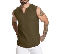 MLANM Men's Gym Tank Tops Workout Sleeveless T-Shirts Athletic Muscle Tank Training Bodybuilding Shirts Essentials Fitness Vests Army Green S