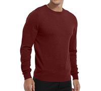 MLANM Mens Jumper Crew Neck Vintage Slim Sweatshirt for Men Classic Pullover Sweater, 2X-Large Wine Red