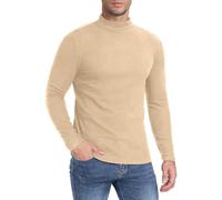 MLANM Men's Mock Turtleneck Jumper Underhirt Lightweight Pullover Sweaters Long Sleeved Neck Pullover Winter Sweater Slim Fit Pullover Mens Tops, Apricot M