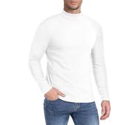 MLANM Men's Mock Turtleneck Jumper Underhirt Lightweight Pullover Sweaters Long Sleeved Neck Pullover Winter Sweater Slim Fit Pullover Mens Tops, White XL