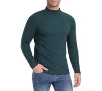 MLANM Men's Mock Turtleneck Jumper Underhirt Lightweight Pullover Sweaters Long Sleeved Neck Pullover Winter Sweater Slim Fit Pullover Mens Tops, Dark Green S