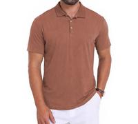 MLANM Men's Polo Shirt Mens 2026 Campus 3 Button Ribbed Collar Golf Polo Shirt Men Tech, Lightweight and Breathable Polo T Shirt for Men, Comfortable Short Sleeve, Bean Paste 2XL