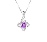 MLAQCFRP 925 Sterling Silver Clover Pendant Necklace for Women, 925 silver, Wood