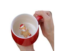 MLAQCFRP Christmas gift cute animal coffee cup mug cartoon ceramic couple cup Christmas cup animal gift cup(Red Cup - Squirrel,400ml)