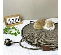 MLAQCFRP Cotton Rope Woven cat Scratch pad, Toy Ball Integrated cat Sleeping pad, Scratch Resistant, wear-Resistant, Washable pet pad