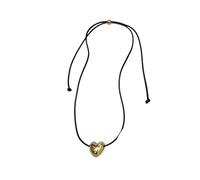 MLAQCFRP Couple's black leather rope heart-shaped star necklace high-end sweet and cool versatile necklace light luxury fashionable temperament accessory, Stainless Steel, No Gemstone