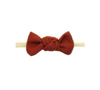 MLAQCFRP Minimally designed waffle checkered bow hair accessory headband with no trace headband(Rust red)