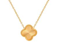 MLAQCFRP Simple glitter sequined stainless steel pattern four-leaf clover clavicle chain light luxury ins wind titanium steel necklace (Gold)