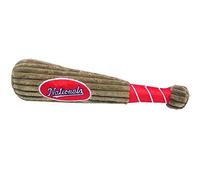 MLB Washington Nationals Baseball Bat Toy for DOGS & CATS. Soft Corduroy Plush Dog Toy with Inner SQUEAKER, MLB Chew Toys for Dogs or Cats. Durable Fun Interactive Dog Toy with Team Names and Logo