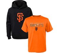 MLB Youth 8-20 Polyester Performance Primary Logo Pullover Sweatshirt Hoodie & T-Shirt 2 Pack Set, San Francisco Giants, 10-12