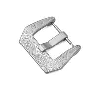 MLBEIU 18 20 22 24mm Engraved Retro Stainless Steel Watch Buckle Black Silver Metal Brushed Watch Band Clasp Accessories with Tool(Silver,22mm)