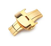 MLBEIU T02 Automatic Double Click Butterfly Buckle Watch Push Button Fold Deployment Clasp Silver Watchband Watch clasp12-24mm(Gold,24mm)