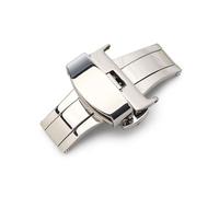 MLBEIU T02 Automatic Double Click Butterfly Buckle Watch Push Button Fold Deployment Clasp Silver Watchband Watch clasp12-24mm(Silver,10mm)