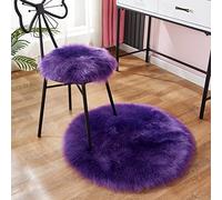 MLCYYJS Round Faux Fur Sheepskin Area Rug Super Soft Fluffy Chair Cover Seat Cushion Pad Non-Slip Area Rugs for Living Bedroom Floor Sofa(Purple,6.2 Feet Diameter)