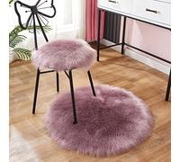 MLCYYJS Round Faux Fur Sheepskin Area Rug Super Soft Fluffy Chair Cover Seat Cushion Pad Non-Slip Area Rugs for Living Bedroom Floor Sofa(PT Purple,5.9 Feet Diameter)
