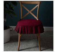 MLCYYJS Solid Ruffled Dining Chair Cushion with Ties Comfortable Thick Kitchen Chair Pad Seat Cushion with Removable Cotton Cover,1PC(Color:Wine Red,Size:17.7" x 18.5")