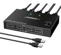 MLEEDA Displayport KVM Switch 1 Monitors 2 Computers 8K@30Hz 4K@144Hz, USB3.0 DP KVM Switches for 2 Computers Sharing Single Monitor and Keyboard Mouse Printer,Wired Remote and 2 USB Cables Included