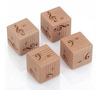 MLEJIAKJ Fun Five-Line Staff Music Note Dice, Wooden Music Theory Dice, Large Size, Includes Two High-Pitched Symbols Dice and Two Low-Pitched Symbols Dice