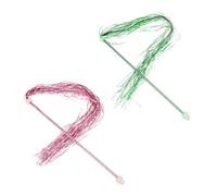 MLEJICLZD 2-piece set of colorful tassel cat funny sticks retractable interactive baubles - multiple replacement heads feather bell(2pcs Rose Green)