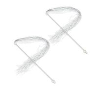 MLEJICLZD 2-piece set of colorful tassel cat funny sticks retractable interactive baubles - multiple replacement heads feather bell(2pcs Gray)