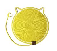 MLEJICLZD Cat scratching pad bauble ball two-in-one cotton rope woven cat sleeping mat scratch-reject wear-reject washable(Yellow,42cm)