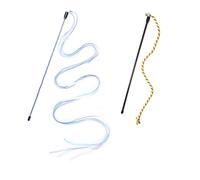 MLEJICLZD Long ribbon interactive cat wand bauble retractable elastic - colorful feather bell fun play suitable for home exercise(2pcs C)