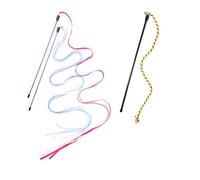 MLEJICLZD Long ribbon interactive cat wand bauble retractable elastic - colorful feather bell fun play suitable for home exercise(3pcs)