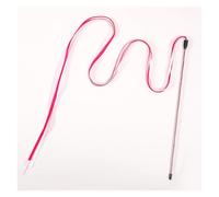 MLEJICLZD Long ribbon interactive cat wand bauble retractable elastic - colorful feather bell fun play suitable for home exercise(Red Ribbon)