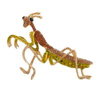 MLEPUS Big Praying Mantis Brooch Pin for Women Men Vintage Crystal Rhinestone Gold plated Fashion Animal Yellow Grasshopper Lapel Pin Suit Dress Accessories Insect Theme Party Jewelry