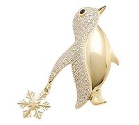 MLEPUS Cute Penguin Brooch Pin for Women Girls with Snowflake Dangle Gold/Silver Tone Rhinestone Enamel Animal Bird Fashion Accessories Brooches Lapel Pins Christmas Holiday Jewelry