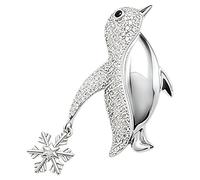 MLEPUS Cute Penguin Brooch Pin for Women Girls with Snowflake Dangle Gold/Silver Tone Rhinestone Enamel Animal Bird Fashion Accessories Brooches Lapel Pins Christmas Holiday Jewelry