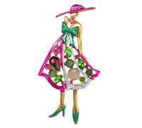 MLEPUS Fashion Lady Brooch Pin for Women Girls Rhinestone Crystal Cute Enameled Green Pink Hat My Best Friends Sorority Sisterhood Dress Accessories Brooch Lapel Pin Jewelry