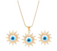 MLEPUS Lucky Charms Evil Eye Earrings Necklace Set Jewelry Women's Blue Eyes Necklace Blue Eyes Pendant Earrings Rose Gold Prom Jewelry Set Women's Bridal Wedding Girls