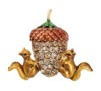 MLEPUS Rhinestone Squirrel & Acorn Brooch Pin for Women Gold Plated Cute Enamel Animal Nut Brooches Lapel Pins Exquisite Clothing Accessories Autumn Thanksgiving Christmas Holiday Party Jewelry