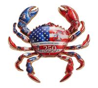 MLEPUS Vintage American Flag Crab Enamel Brooch Pin for Women Men | Red White Blue 250Th Anniversary Ocean Animal Lapel Pins Elegant Clothing Accessories Patriotic Independence Day Jewelry