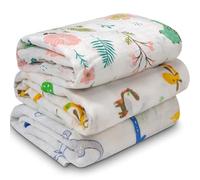MLEPXBO Muslin Cloths for Baby, 3 Pack Cotton Large Baby Swaddle Blanket 110x110CM, Absorbent Soft Breathable Muslin Squares Cloths for Newborn Boys Girls, Gentle Wash, Neutral Pattern