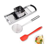 Mlesi Premium Stainless Steel Spaetzle Maker Widen Plastic Handle with Skimmer Spider Strainer & Spatula Homemade Egg Noodle Dumpling Perfect for pot Making Tool (Spaetzle Maker + Strainer + Spatula)