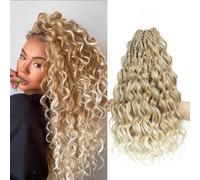 MLETUILPS Pre Looped Ocean Wave Crochet Hair 8 Packs Boho Curly Crochet Hair Short Ocean Braids Pre Twisted Synthetic Deep Wavy Crochet Braids for Women (T27/613#, 14 inch)