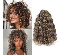 MLETUILPS Pre Looped Ocean Wave Crochet Hair 8 Packs Boho Curly Crochet Hair Short Ocean Braids Pre Twisted Synthetic Deep Wavy Crochet Braids for Women (4H27#, 10 inch)