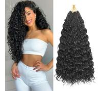 MLETUILPS Pre Looped Ocean Wave Crochet Hair 8 Packs Boho Curly Crochet Hair Short Ocean Braids Pre Twisted Synthetic Deep Wavy Crochet Braids for Women (1B#, 18 inch)