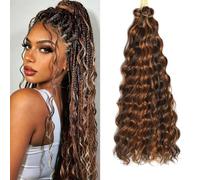 MLETULIPS Curly Crochet Braiding Hair Extensions Deep Wave Braiding Hair Ocean Wave Crochet Hair Soft Synthetic Bohemian Curly Water Wave Crochet Braids for Women (P4/30#, 18 inch/3 pack)