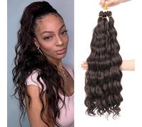 MLETULIPS Curly Crochet Braiding Hair Extensions Deep Wave Braiding Hair Ocean Wave Crochet Hair Soft Synthetic Bohemian Curly Water Wave Crochet Braids for Women (4#, 20 inch/3 pack)