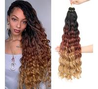 MLETULIPS Curly Crochet Braiding Hair Extensions Deep Wave Braiding Hair Ocean Wave Crochet Hair Soft Synthetic Bohemian Curly Water Wave Crochet Braids for Women (1B/30/27#, 20 inch/3 pack)