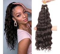 MLETULIPS Curly Crochet Braiding Hair Extensions Deep Wave Braiding Hair Ocean Wave Crochet Hair Soft Synthetic Bohemian Curly Water Wave Crochet Braids for Women (4#, 22 inch/3 pack)