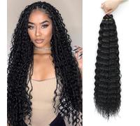 MLETULIPS Ocean Wave Crochet Hair Extensions Deep Wave Braiding Crochet Hair Soft Synthetic Curly Braiding Crochet Hair for Black Women (1B, 30 inch (pack of 6）)