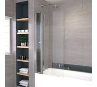 MLH Products Limited Mlh Bath Screen Toughened Safety Glass Fixed Panel With Silver Vertical Storage Unit