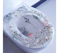 mlhk Transparent Resin Toilet Seat Real Seashells And Sands Anti-Bacterial Adjustable Stainless Steel Hinge Toilet Lid Cover Slow Soft Close Top Mount V/O/U Shape,C